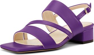 Castamere Womens Slingback Low Chunky Block Heel Peep Open Square Toe Dress Sandals Casual Office Summer Shoes 3.5 CM Heels Deep Purple 6.5 UK
