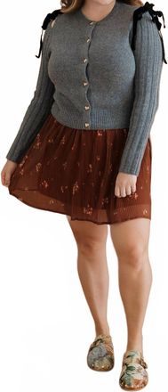 Astr Melvie Bow Cardigan In Grey