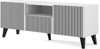 AC-D&eacute;co Ac-deco - Mueble De Tv Ravenna F 150 Cm 2d1s Blanco / Negro Con Patas Negras