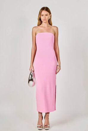 endless rose Curved Knit Midi Dress In Pink