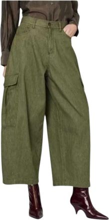 Paul Smith Balloon Cargo Broek - Dames - Vrijetijds broeken - Groen - 2XL - Katoen - Broeken