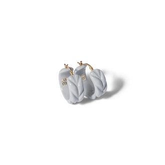 Miu Miu Matelass&eacute; Earrings, Woman, Pearl Gray