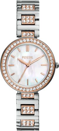 Fossil Womens Karli 32mm Three-Hand, Silver-Tone Alloy Watch