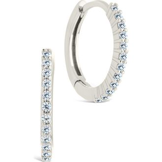 Sterling Forever Pav&eacute; Cubic Zirconia Micro Huggie Hoop Earrings in Silver at Nordstrom