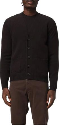 Drumohr Truien & Vesten, Heren, Bruin, M, Wol, V-Neck Patch-Pocket Cardigan