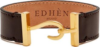 Edhen Milano Bracciale in pelle con fibbia a gancio - Marrone