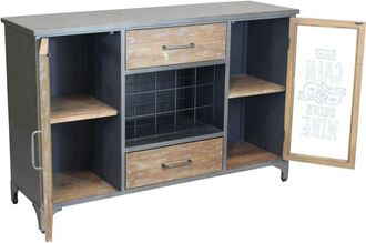 Milani Home Milani Home - orly - madia industrial in acciaio e legno con portabottiglie