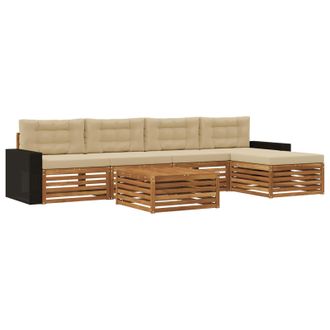 vidaXL Conjunto De Sof&aacute;s De Exterior 6 Pcs Natural Y Beige Vidaxl
