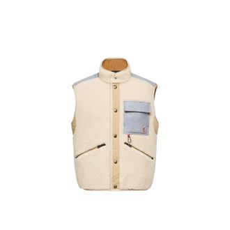 Moncler Moncler Teddy & Chambray Vest, Men, Beige, Size: Xl