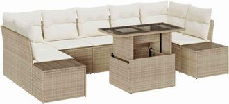 vidaXL Conjunto De Sof&aacute; De Jard&iacute;n 8 Pcs Beige, Crema 100 X 55 X 73 Cm Vidaxl