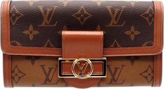 Louis Vuitton Beige Brown Leather Long Wallet (Bi-Fold) (Pre-Owned)