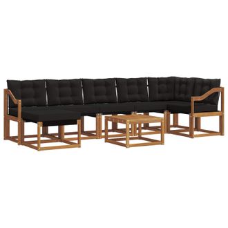 vidaXL Conjunto De Sof&aacute;s De Exterior Con Coj&iacute;n 8 Pcs Natural Y Negro Vidaxl