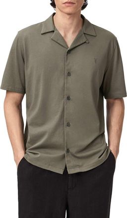 AllSaints Hudson Camp Shirt in Dusty Olive Green at Nordstrom, Size Xx-Large