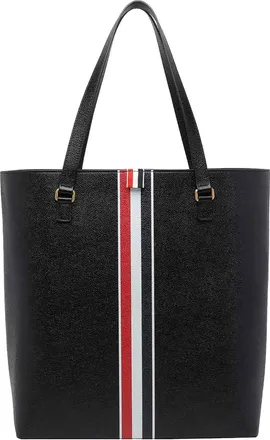 Thom Browne Black Pebble Grain Vertical Tote Bag