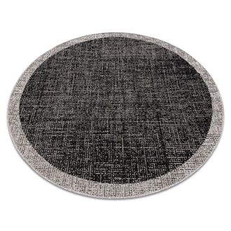 RugsX Rugsx - Alfombra De Cuerda Sisal Floorlux Circulo 20401 Marco Negro/plateado Black Circulo 160 Cm