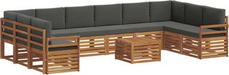 vidaXL Conjunto De Sof&aacute;s De Exterior 11 Uds. Natural Y Antracita Vidaxl
