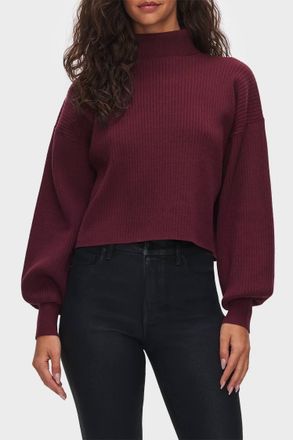 Good American Rib Mock Neck Sweater In Malbec