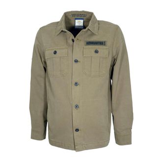 Aeronautica Ac 0036Uct 04233 Twill Shirt Jacket - Heren - Casual Overhemden - Groen - L - Katoen - Overhemden