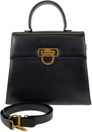 Ferragamo Pre-owned Handbags, female, Black, Size: ONE SIZE Pre-owned Leather Handbag