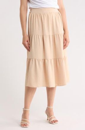 Renee C Tiered Midi Skirt in Taupe at Nordstrom Rack, Size X-Small