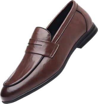 Generic Mens Fashion Leather Loafers, Slip-On Moccasins, Comfortable Casual & Versatile Shoes(Brown,10.5)