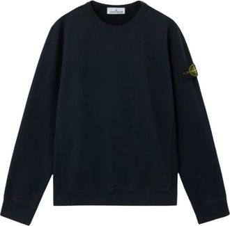 Stone Island Navy Blue Crewneck Sweatshirt - Heren - Sweatshirts - Blauw - L - Katoen - Hoodies & sweatvesten