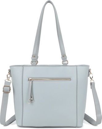 Generic Womens Tote Bag,Faux Leather, Shoulder Bag with Adjustable Strap, Front Zipper Pocket (Grey)