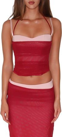 Tiger Mist Caline Ruched Corset Top in Red at Nordstrom, Size Large