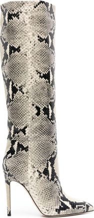 PARIS TEXAS 105mm snakeskin-effect boots - women - Calf Leather/Calf Leather/Calf Leather - 37.5 - Neutrals