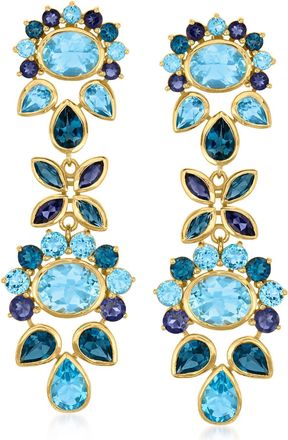 Ross-Simons Tonal Blue Topaz and Iolite Drop Earrings in 18kt Gold Over Sterling