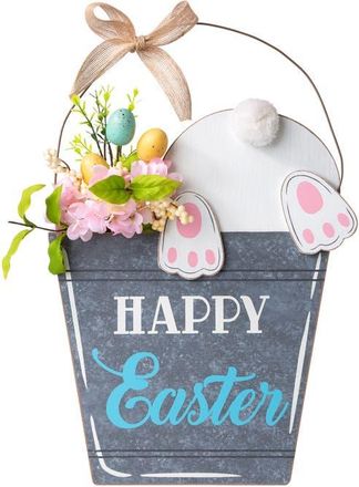 Glitzhome 18H Easter Wooden Bunny Eggs Door Hanger in Blue at Nordstrom