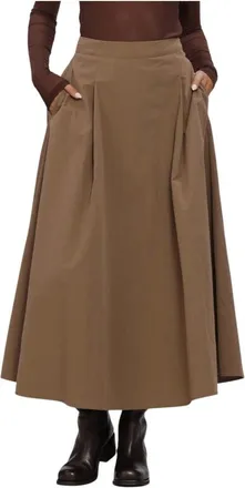 Minus Rokken, Dames, Bruin, XL, Msrosea Midi Rok