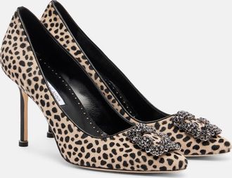 Manolo Blahnik Hangisi 90 leopard-print calf hair pumps