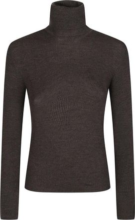 P.A.R.O.S.H. Lange coltrui met lange mouwen - Dames - Coltruien - Bruin - M - Truien & Vesten