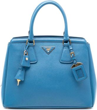 Prada Pre-owned Handbags, female, Blue, Size: ONE SIZE Pre-owned Structured Leather Satchel