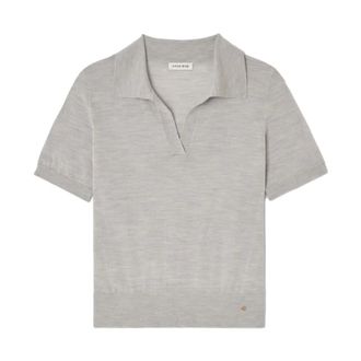Anine Bing V-neck Knitwear, female, Gray, Size: XS Moni Polo Sweater