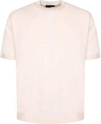 Dell'Oglio Geribde Truien met Ronde Hals - Heren - Ronde hals truien - Beige - M - Truien & Vesten