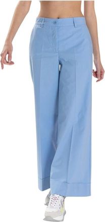 P.A.R.O.S.H. High-waist Wide Broeken - Dames - Wijde Broeken - Blauw - M - Katoen - Broeken