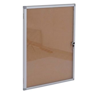 Hhg [nunca Usado] Vitrina Hhg-958, Pizarra De Corcho Con Superficie De Corcho, De Aluminio, Con Cerradura, Accesorios Incluidos, 95 X 68 X 7 Cm