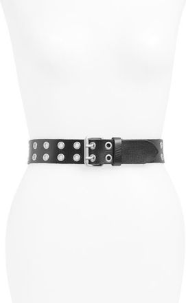 AllSaints Double Prong Belt in Black/dull Nickel at Nordstrom, Size Medium