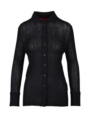 Wild Cashmere Ribbed Cardigan - Black