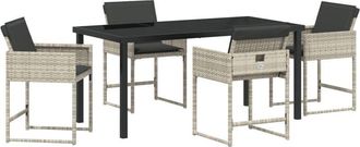 vidaXL Garden Dining Set with Cushion 5 pcs Light grey Poly rattan Vidaxl