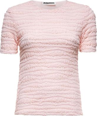 Jil Sander Top girocollo con finitura in rilievo - Rosa