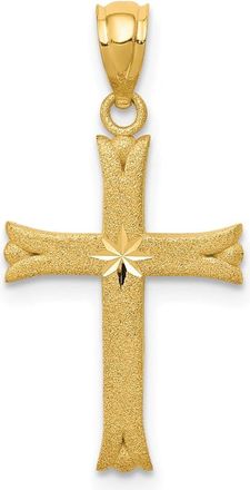 Diamond2Deal 14k Yellow Gold Satin Diamond-cut Cross Charm Pendant