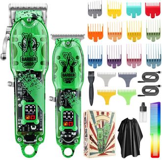 OEM Cortapelos El&eacute;ctrico Inal&aacute;mbrico, Kit De Corte De Pelo Para Hombre Con 16 Peines Gu&iacute;a, Capa De Corte Y Peine Para Uso En Barber&iacute;as Y En Casa