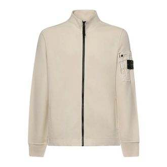 Stone Island Zip-throughs, male, Beige, Size: 3XL Cotton Fleece Track Jacket