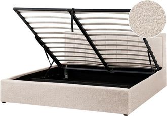 Beliani Ottoman Bed Boucle MONTLAUR 180 x 200 cm (EU Super King) Beige