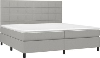 vidaXL Vidaxl - Cama Box Spring Con Colch&oacute;n Tela Y Led Gris Claro 200x200 Cm