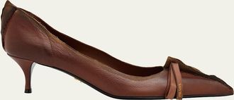 Prada Distressed Leather Pointed-Toe Pumps