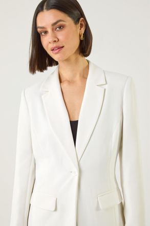Roman Womens Smart Longline Blazer - White - Size 12 UK